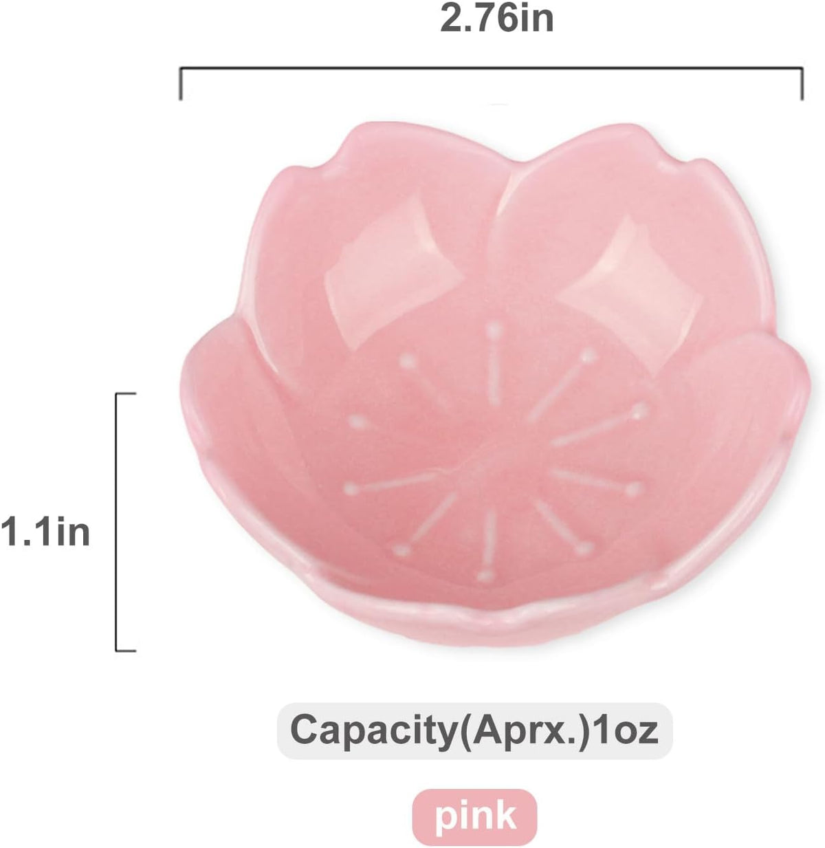 WHJY Light Green Cherry Blossom Dish Set, Cute Pink Ceramic Plates, Sauce/Seasoning Dish, Sushi Dishes, Soy Dipping Bowl, Dessert, Appetizer Plates, Serving Dish for Kitchen Home – Set of 5