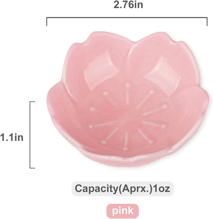 WHJY Light Green Cherry Blossom Dish Set, Cute Pink Ceramic Plates, Sauce/Seasoning Dish, Sushi Dishes, Soy Dipping Bowl, Dessert, Appetizer Plates, Serving Dish for Kitchen Home – Set of 5