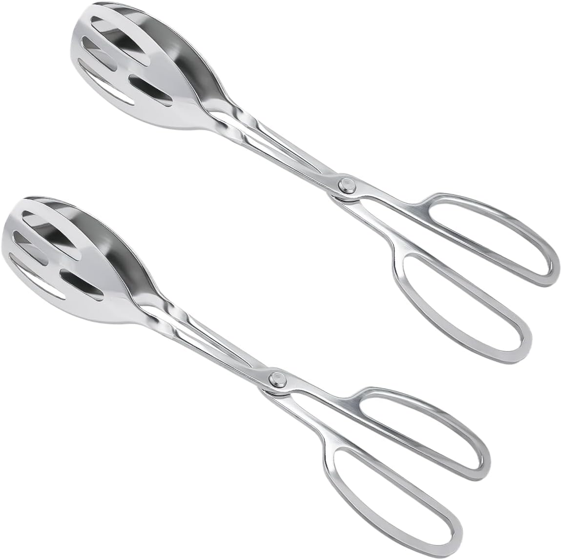2 Pieces Salad Tongs Stainless Steel Kitchen Scissors for Food, Catering Utensil for Bread Cake Bake Steak Barbecue for Kitchen Serving and Cooking(Sliver)