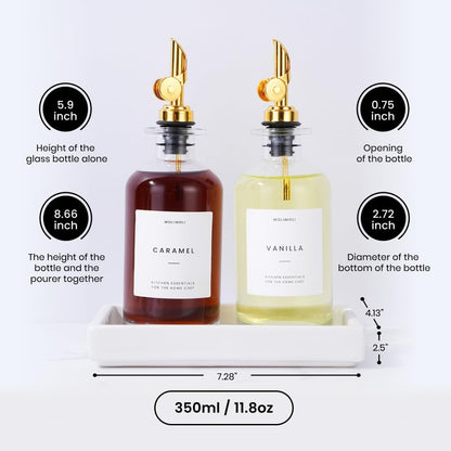 Molimoli - Premium Olive Oil Dispenser Bottles for Kitchen with Pourer - Oil and Vinegar Dispenser Set, Glass Dispenser for Kitchen, Dispenser Bottle of 350ml