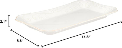 Lenox French Perle Chip and Dip Tray, White -