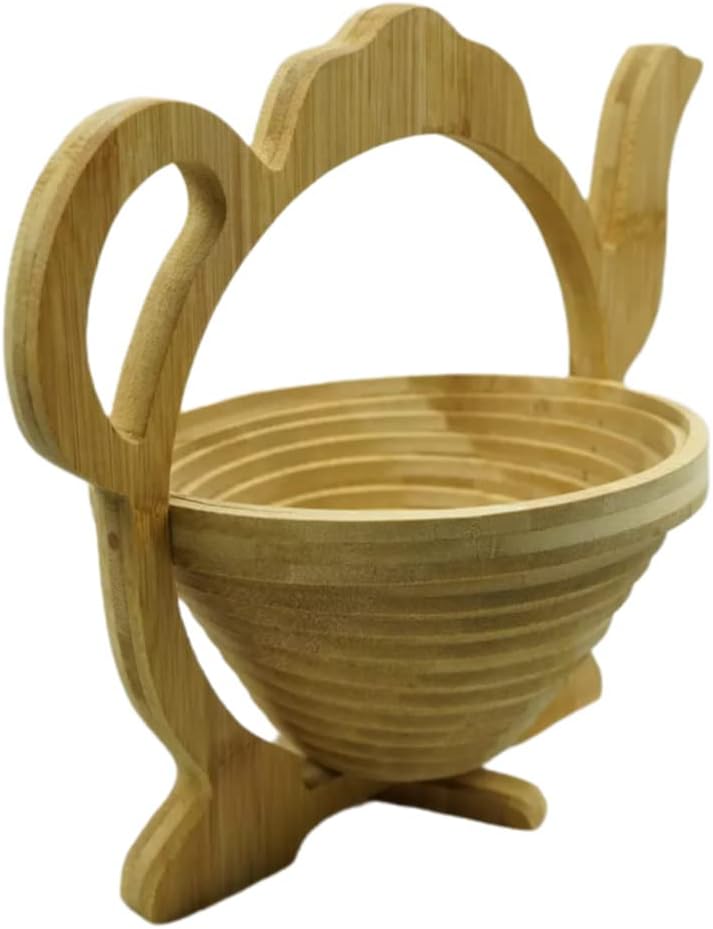 MYOSOTIS Foldable Fruit Basket Collapsible Bamboo Fruit and Veggie Basket Fruit Bowl Holder and Dried Fruit Basket For Holiday Party (Duck)