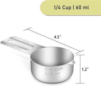 1PCS 3/4Cup (180ml, 6oz) Single Measuring Cup, Stainless Steel Measure Scoop, Metric and US Measurement, Dishwasher Safe