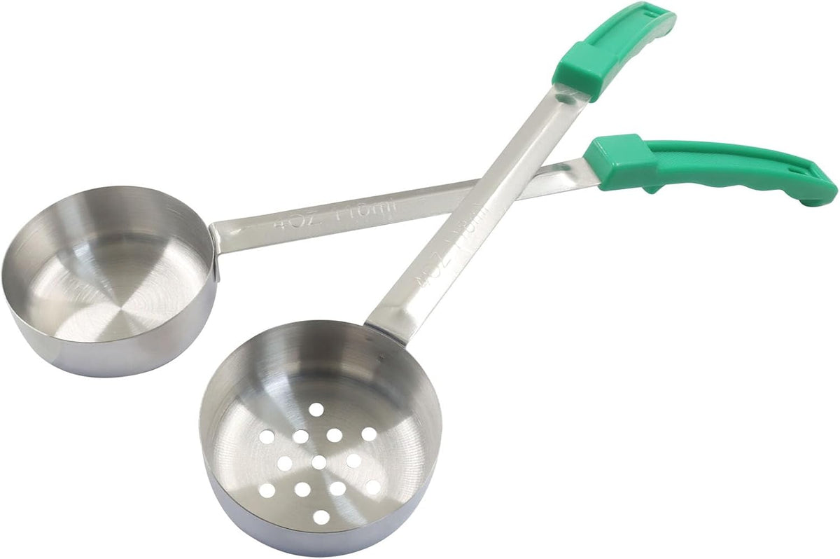 Hordion 4 Pcs Portion Control Serving Spoons Ladle Scoops (Green, 4oz)