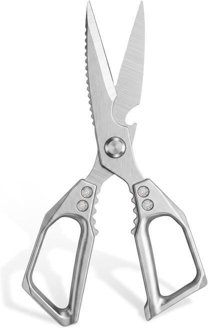Heavy Duty Kitchen Scissors, Stainless Steel All-Purpose Food Shears - Sharp Cooking Scissors for Poultry, Dishwasher Safe, Silver