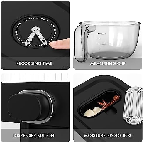 25lb Black Rice Dispenser, Measuring Cup & Sponge. Airtight Grain, Bean & Rice Container. NEW Clear Black Design. Easy To Use Grain Dispensing Storage Container For Kitchen