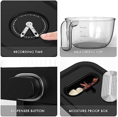 25lb Black Rice Dispenser, Measuring Cup & Sponge. Airtight Grain, Bean & Rice Container. NEW Clear Black Design. Easy To Use Grain Dispensing Storage Container For Kitchen