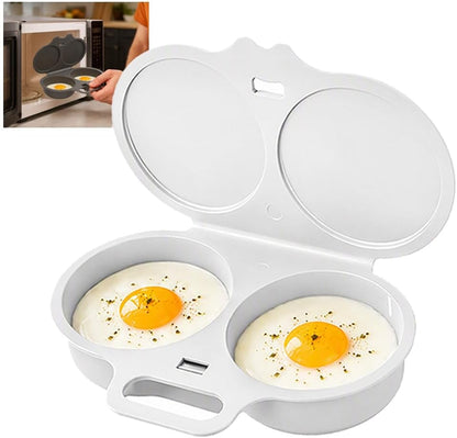 Dual Cavity Microwave Egg Poacher 2 Eggs, Quick Oil-Free Cooking，black