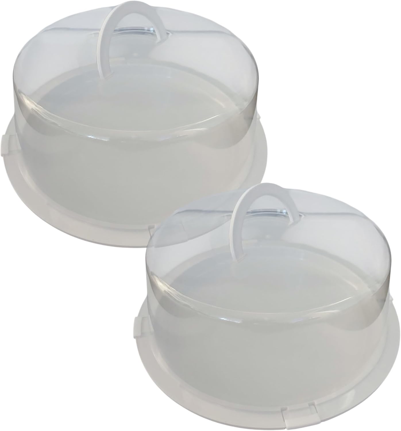2-Pack Reusable Cake Carriers with Lids – 12 x 12 x 4.75 Inch BPA-Free Plastic Cake Containers – Fits 10-Inch Cakes – Freezer Safe, Stackable Storage with Handles for Transport