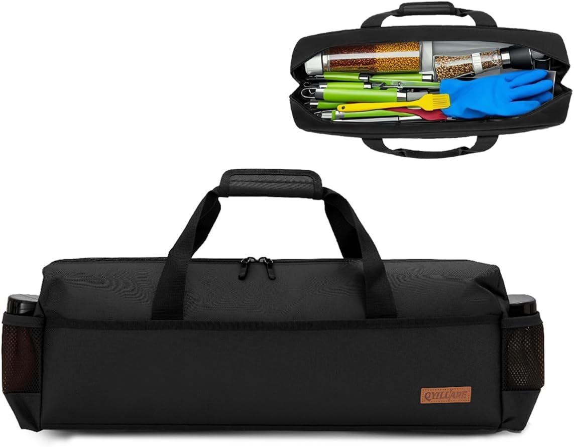 22" Grill Tool Storage Bag,Heavy Duty 1680D Waterproof BBQ Tools Bag,Large Grill Utensil Storage Caddy with Pockets, BBQ Accessories Bag Compatible with Blackstone