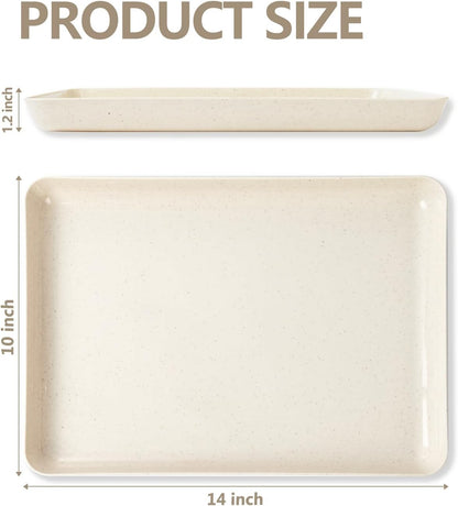 YOUBET 6 PCS Plastic Serving Trays - White Trays for Serving Food - Super Strong Disposable Platters, Heavy Duty Plastic Trays for BBQ, Picnic, Party, Wedding