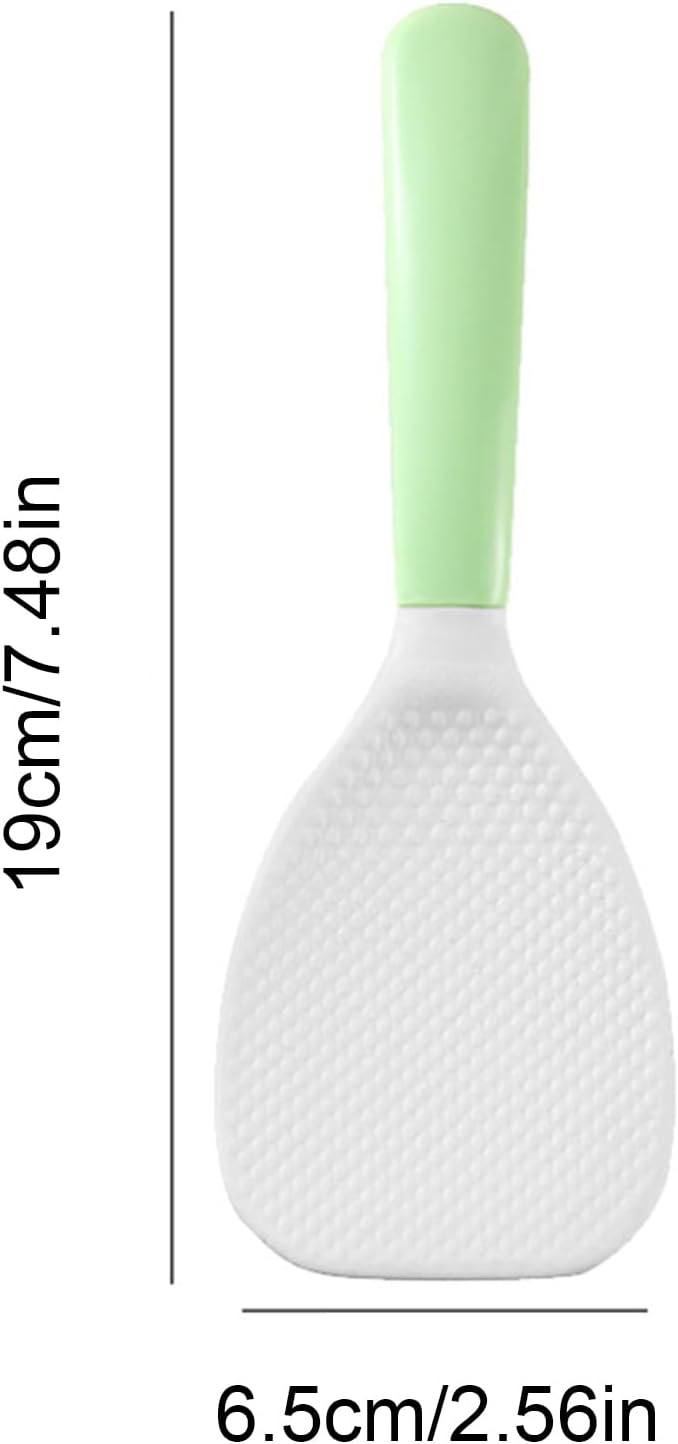 Non-Stick Heat Resistant Rice Paddle, Plastic Rice Spoon Scooper for Home Kitchen Cooking, White & Green