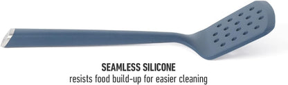 Calphalon Edge Silicone Spoon, Flexible Silicone Cooking Spoon with Reinforced Core, Heat-Resistant Nonstick-Safe Kitchen Spoon for Stirring, Mixing & Serving, Navy
