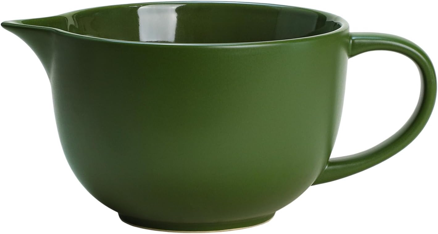 Gaolinci Simple Solid Color Kitchen Ceramic Mixing Bowl, 1 Quart Large Bowl, with Pouring Spout and Handle