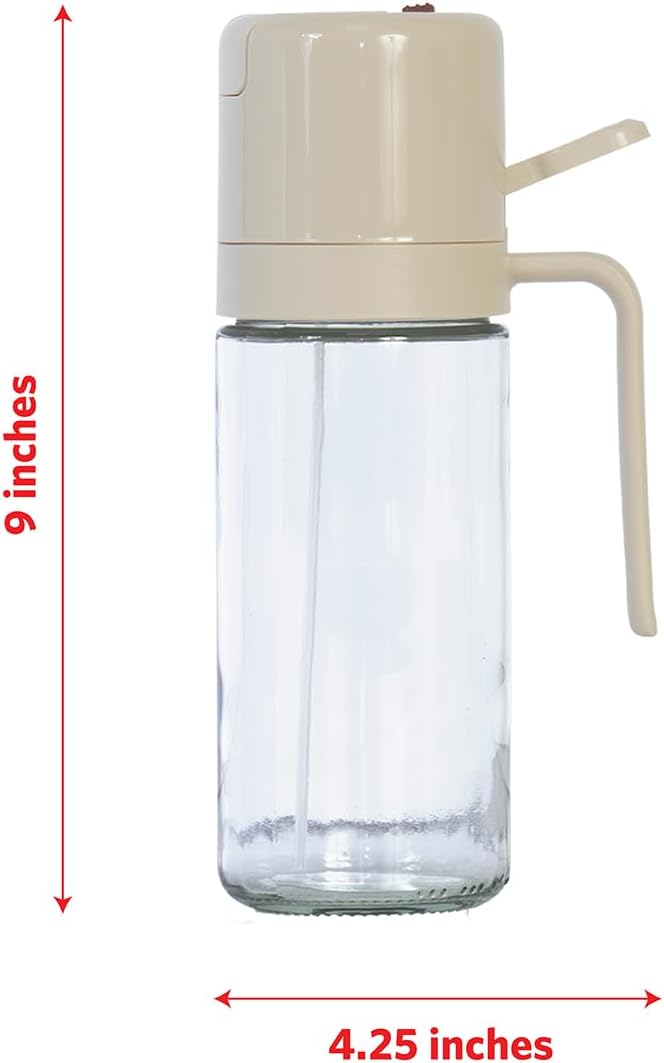 Glad 2 in 1 Oil Dispenser, 18.6oz/550ml - Olive Oil Sprayer for Cooking, Pouring Salad Dressing, and Grilling - Kitchen Gadget with Refillable Glass Bottle, Handle, and Mist or Pour Options - Rust
