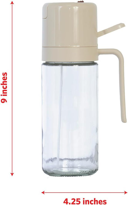 Glad 2 in 1 Oil Dispenser, 18.6oz/550ml - Olive Oil Sprayer for Cooking, Pouring Salad Dressing, and Grilling - Kitchen Gadget with Refillable Glass Bottle, Handle, and Mist or Pour Options - Rust