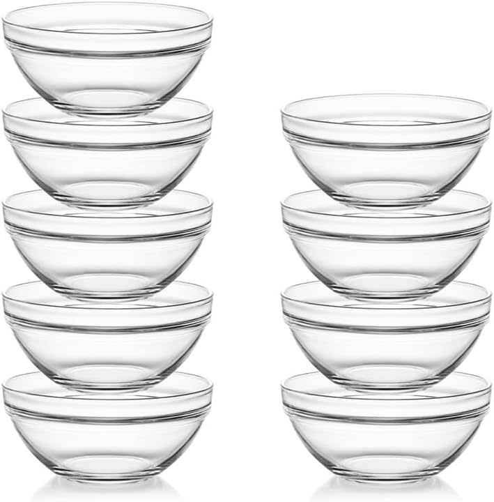 Sweejar Glass Mixing Bowls Set(set of 9),Nesting Bowls for Space Saving Storage,Great for Cooking,Baking,Prepping,Stackable Bowl Set…