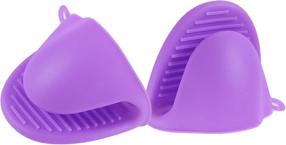 2 Pairs Mini Oven Gloves Silicone Oven Mitts Black and Grey