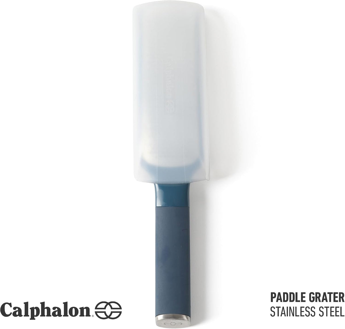 Calphalon Edge Lemon Zester, Stainless Steel Fine Citrus Grater for Lemon, Garlic & Ginger, Handheld Kitchen Zester with Protective Cover & Ergonomic Handle, Taupe