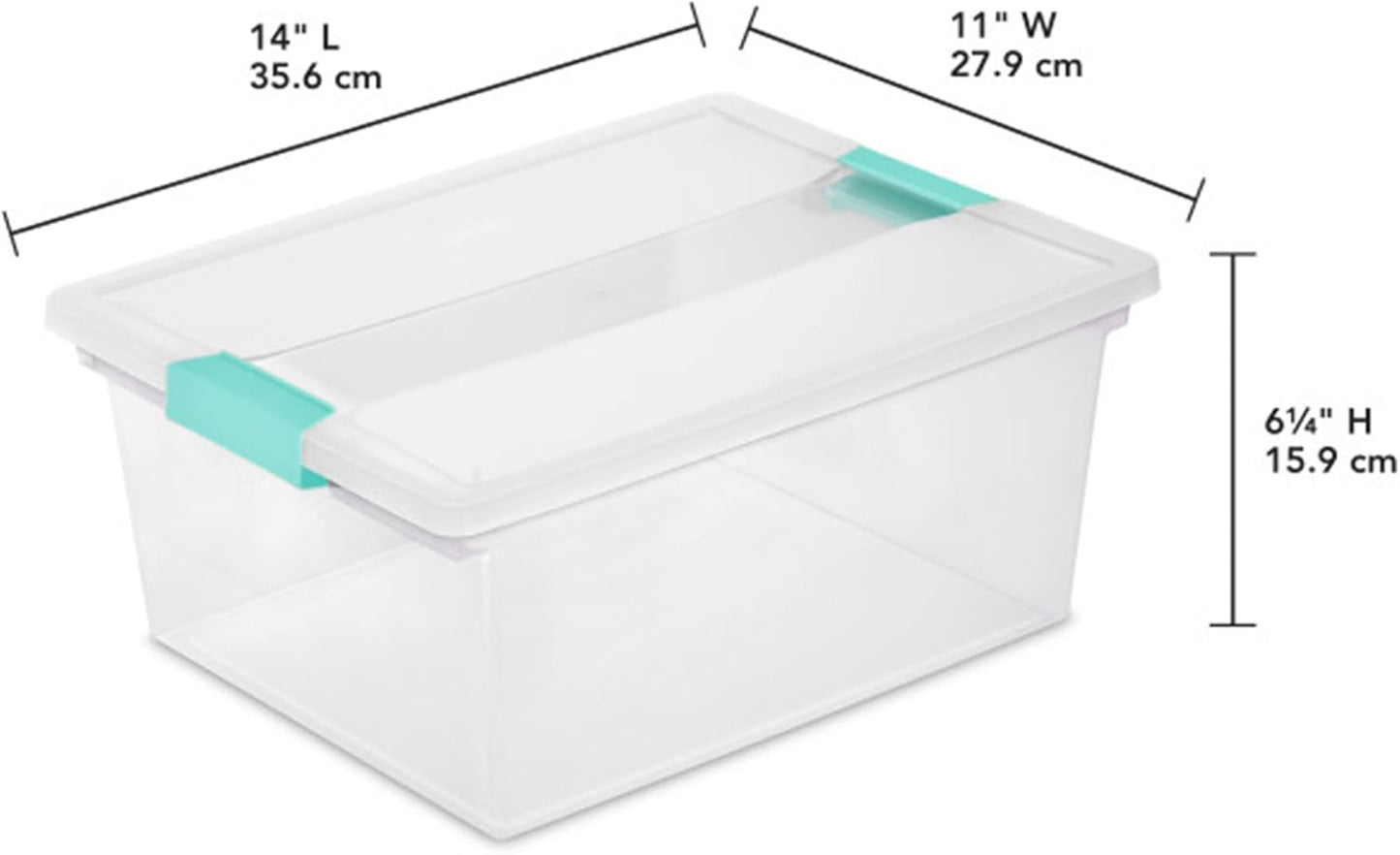 Sterilite Deep Clip Box, Stackable Small Storage Bin with Latching Lid, Plastic Container to Organize Paper, Office, Home, Clear Base and Lid, (Pack of 4)