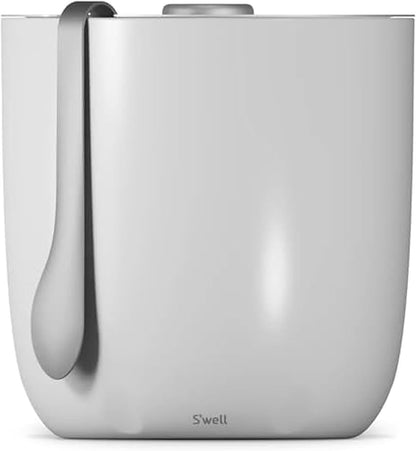 S’well Stainless Steel Ice Bucket with Tongs, 68oz Capacity, Teakwood Pattern Finish, Triple-Layer Vacuum Insulated to Keep Ice Colder Longer, BPA-Free Barware
