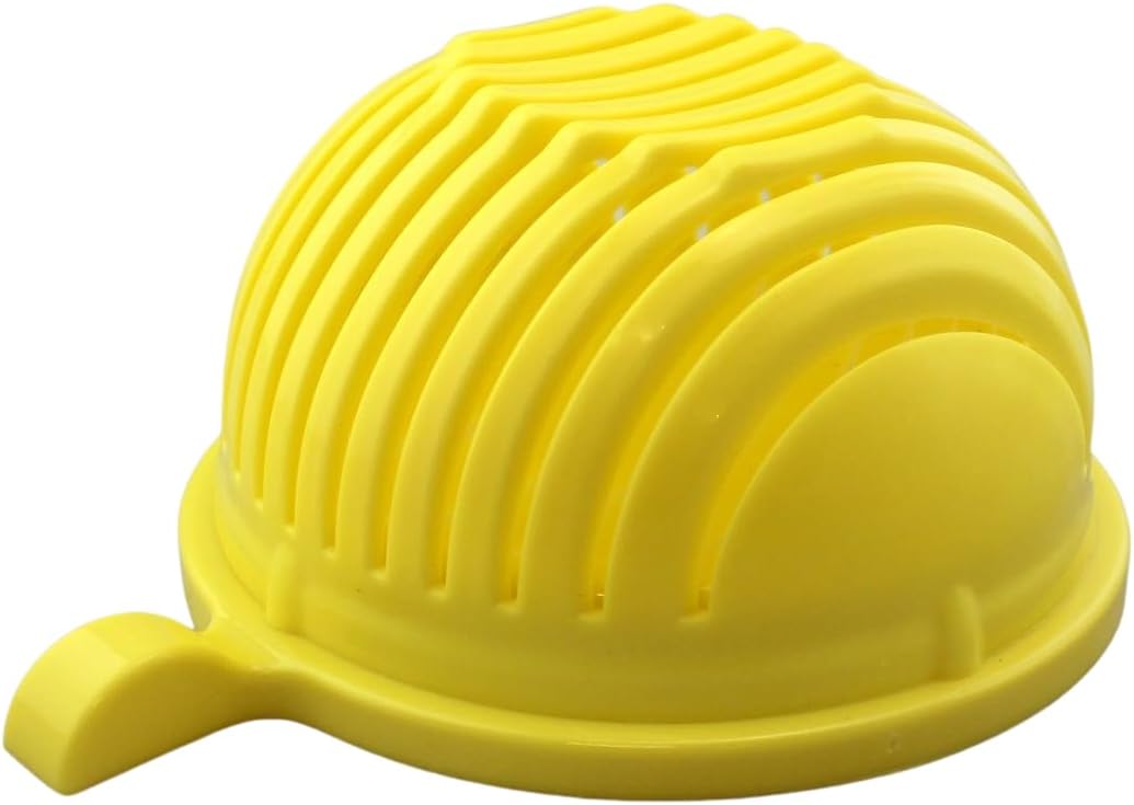 Salad Chopper Bowl with Slits, Fruit Vegetable Cutter, White
