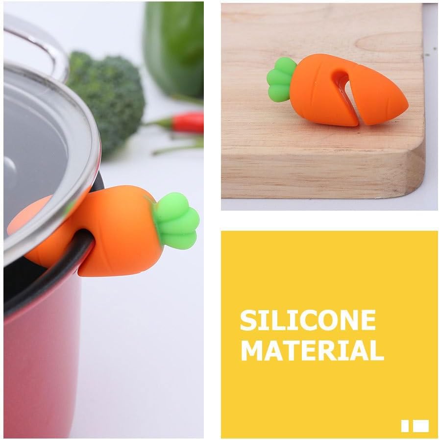 MERRYHAPY Carrot Pot Overflow Preventer 6 Pack Silicone Lid Lifters Boil Stoppers for Kitchen Slow Cooking Spill-Proof Pot Cover Holders 2.16 X 1.18 X 1.18 in