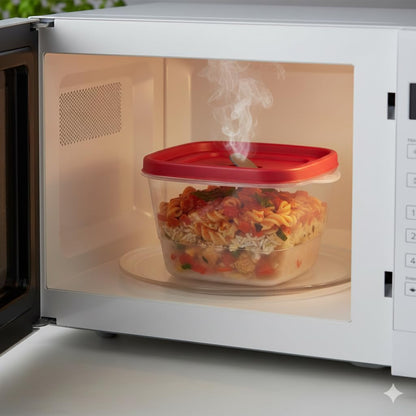 Tribello 16-Piece BPA-Free Plastic Food Storage Set, Red Vented Lids - Microwave, Dishwasher Safe: Perfect for Meal Prep, Leftovers, and Kitchen Organization