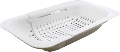 Over-the-Sink Expandable Colander – BPA-Free Collapsible Plastic Strainer for Fruits, Vegetables, Pasta & Dishes – 14.25" to 19.5" Adjustable Sink Basket – Black