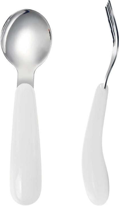 VANRA 2 Pieces Toddler Fork and Spoon Set with Travel Case 18/8 Stainless Steel Toddler Utensils Kids Silverware Children Flatware Child Cutlery Set for School Lunch Box (Blue)