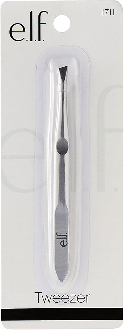 e.l.f. Slant Tweezer, Professional Quality Stainless Steel, Provides a Strong Grip, Removes Hairs Accurately, Shapes, Defines, Easy To Use, Ergonomically-Designed