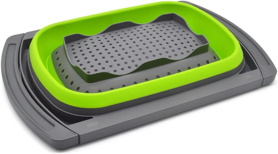 Colander collapsible, Colander Strainer Over The Sink Vegetable/Fruit Colanders Strainers, Fruit and Pasta Foldable Strainer for Kitchen, 6-Quart, BPA Free