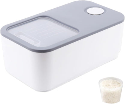 Rice Airtight Storage Containe,Rice Storage Container,Dry Food Storage, Lid 22 Lbs Push-Pull Rice Bucket, Flour Storage Container with Rolling Wheel, Grain Container Pantry Organization (Grey)