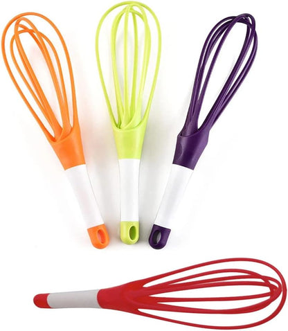 Kitchen Twist Whisk, 29CM Plastic Flat Balloon Whisk Thick Wire Egg Frother Beater Non Stick Cookware For Cooking Blending Whisking Stirring, Purple
