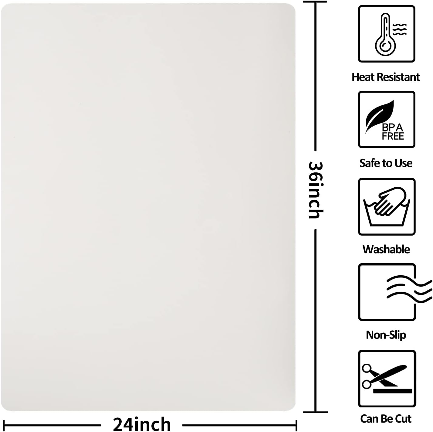 Silicone Mat Heat Resistant Mats for Countertop, Large Silicone Mats for Crafts Kitchen Counter Workbench Table protector, Size 36x24 inches Thick 2mm,Rolled Package,Light Blue