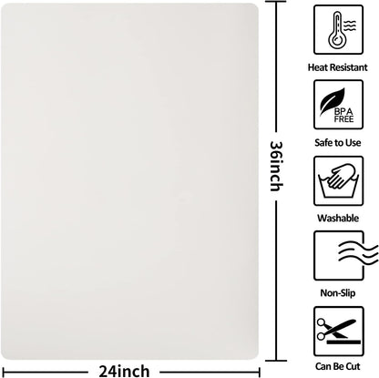 Silicone Mat Heat Resistant Mats for Countertop, Large Silicone Mats for Crafts Kitchen Counter Workbench Table protector, Size 36x24 inches Thick 2mm,Rolled Package,Light Blue