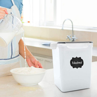 M MCIRCO Extra Large 7qt / 6.5L/220oz Tall Food Storage Containers, WIDE & DEEP, 4-Piece Plastic Airtight Kitchen Pantry Storage Containers for Flour, Sugar, with 4 Measuring Cups,20 Labels