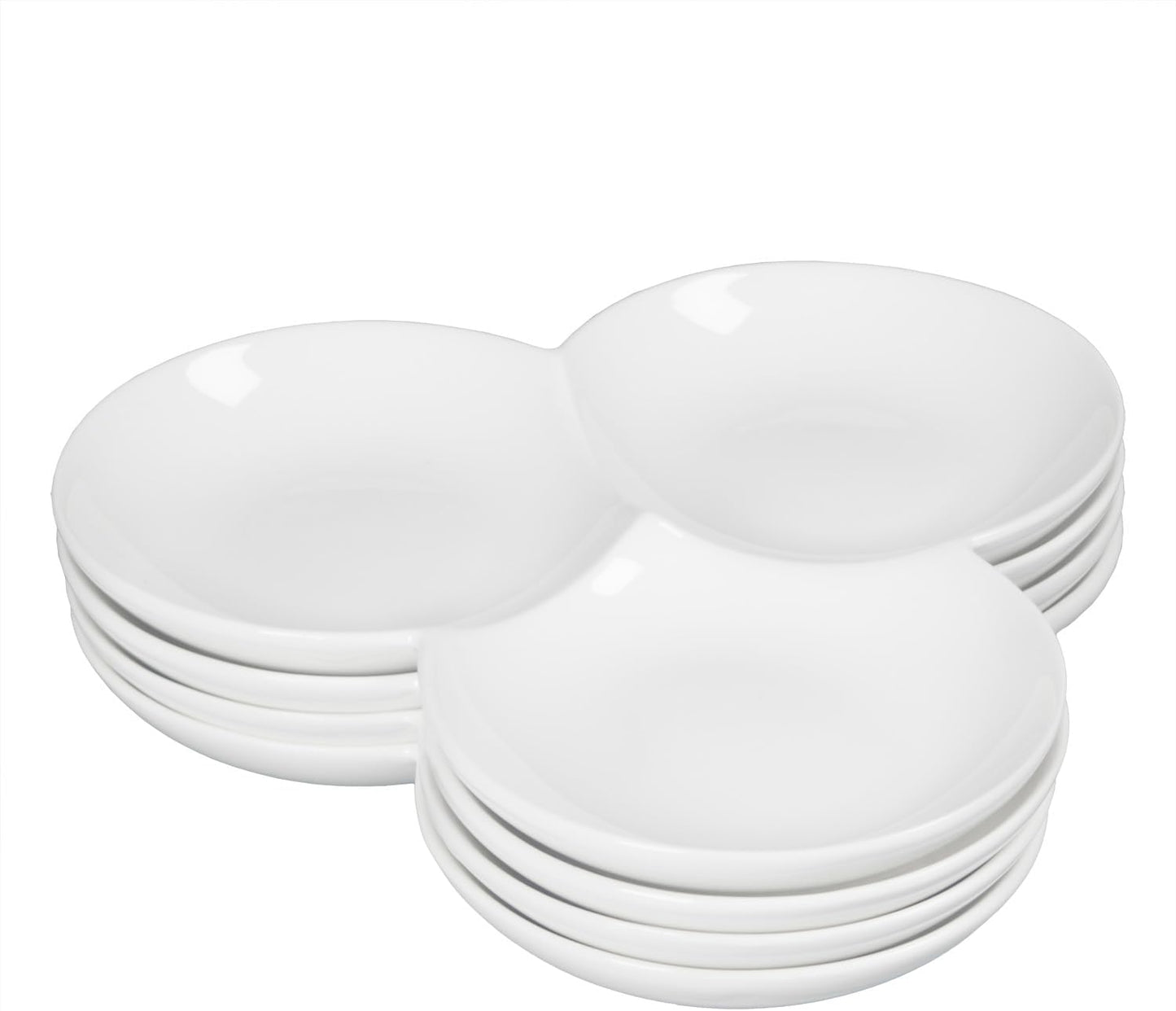 4 Pieces Chip and Dip Serving Set Ceramic Divided Serving Trays Platters Chip and Dip Bowl Compartment Cheese Ball Serving Dish Dumpling Plate for Party Appetizers Snacks Veggies, 7.1 Inch