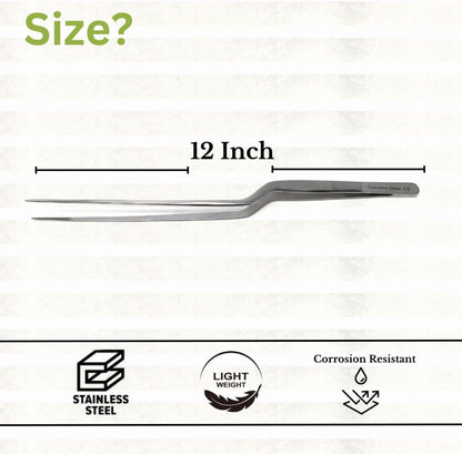 Stainless Steel Offset Chef Kitchen Tweezers for Preparing, Sea Food, BBQ, Decorating Plates & Cakes, Pastries, Kernels of Corn, Pine Nuts Garnishing, Placing & Picking Objects (8 Inch)