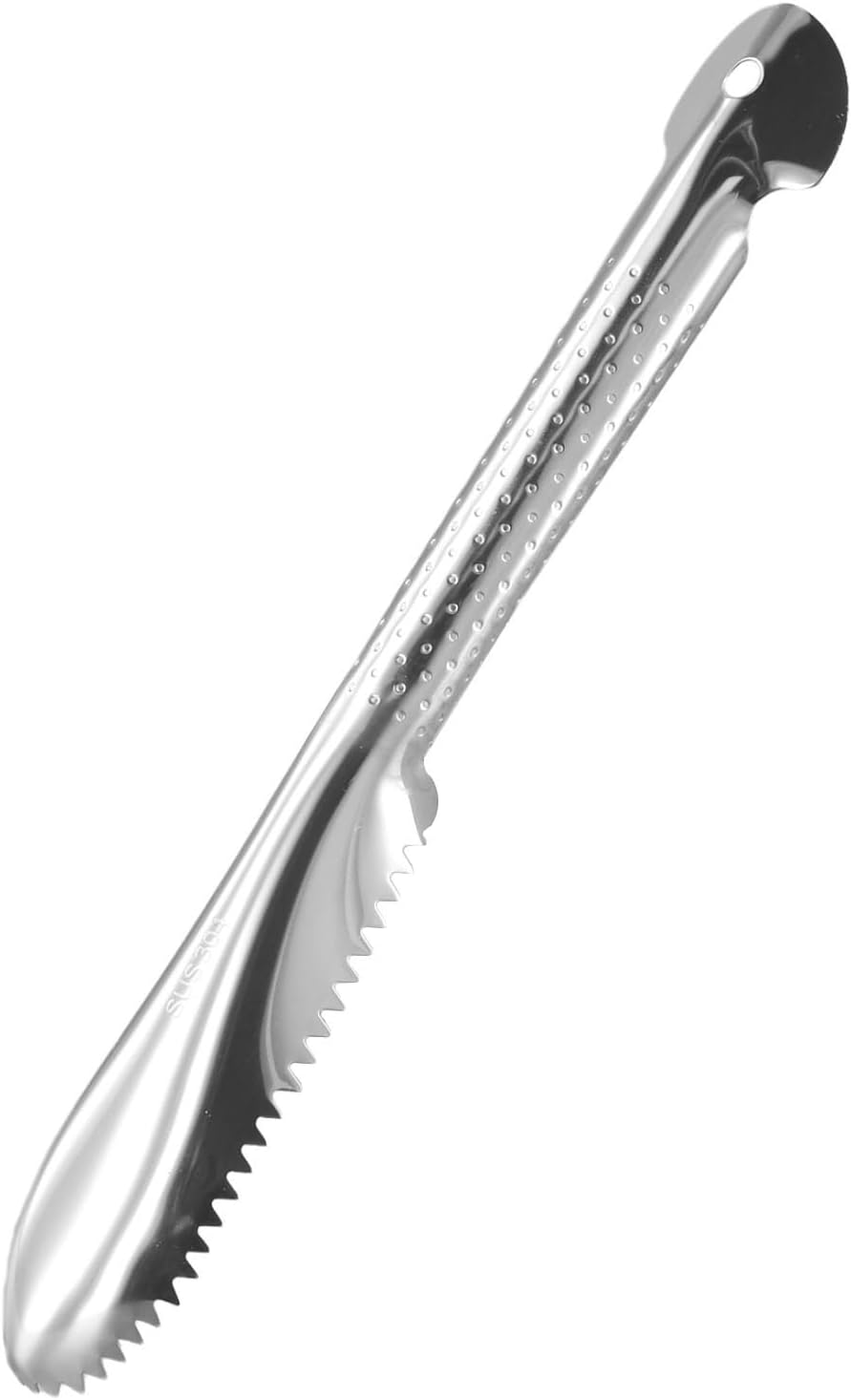 Stainless Steel Fish Scale Remover Tool, 2-in-1 Fish Scaler and Gill Cleaner for Seafood, Ergonomic Kitchen Fish Prep Brush with Non-Slip Handle,