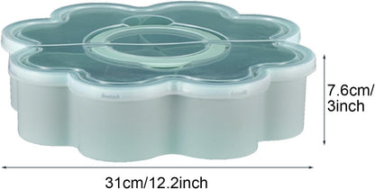 Snackle Box Container, Flower Shaped Dry Fruit Tray, Candy and Nut Serving Container, Rotating Snack Box Segmented Storage Organizer, Large Capacity Snack Box Container (C)