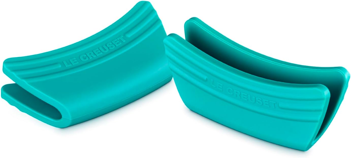 Le Creuset Silicone Set of 2 Handle Grips, 5" x 2 1/2" each, Black