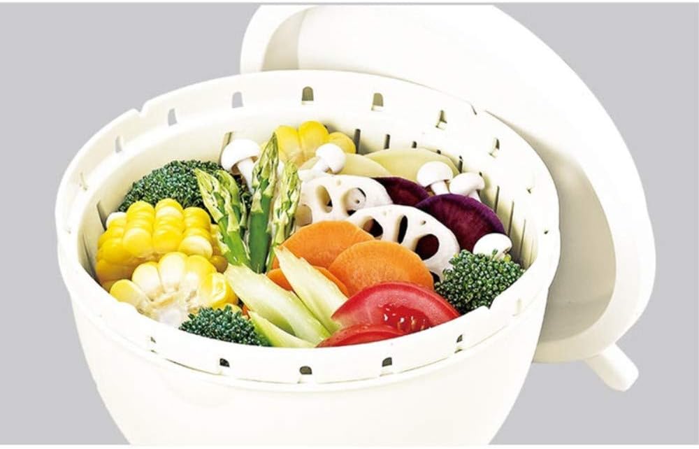 Easy Fruit Vegetable Salad Cutter Bowl, Multi-Function Kitchen Colander Strainer Double Layered Rotatable