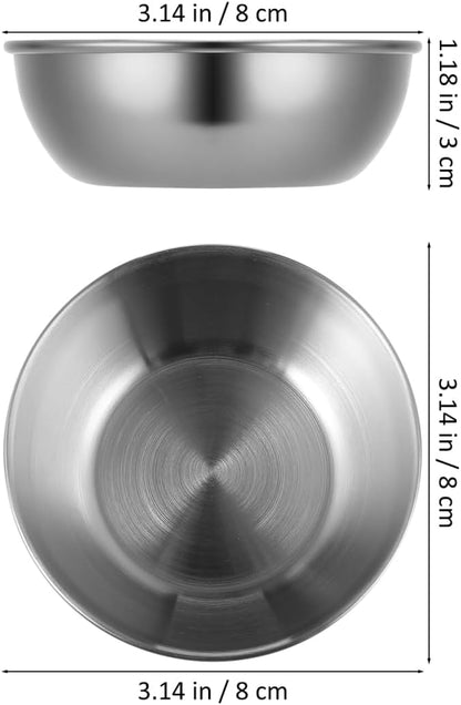 Healeved 8pcs Stainless Steel Sauce Dishes Round Seasoning Dishes Sushi Dipping Bowls Saucers Bowl Mini Appetizer Plates Seasoning Dish Saucer Plates Mini Bowls 3.15 Inch