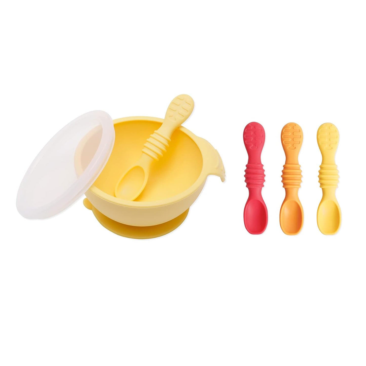 Bumkins Baby Bowl, Silicone Feeding Set with Suction for Baby and Toddler, Includes Spoon and Lid, First Feeding Set, Training Essentials for Baby Led Weaning for Babies 4 Months Up, Sage
