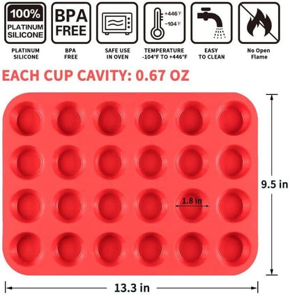 CAKETIME 12 Cups Silicone Muffin Pan - Nonstick Cupcake Pan 1 Pack Regular Size Silicone Mold for Baking