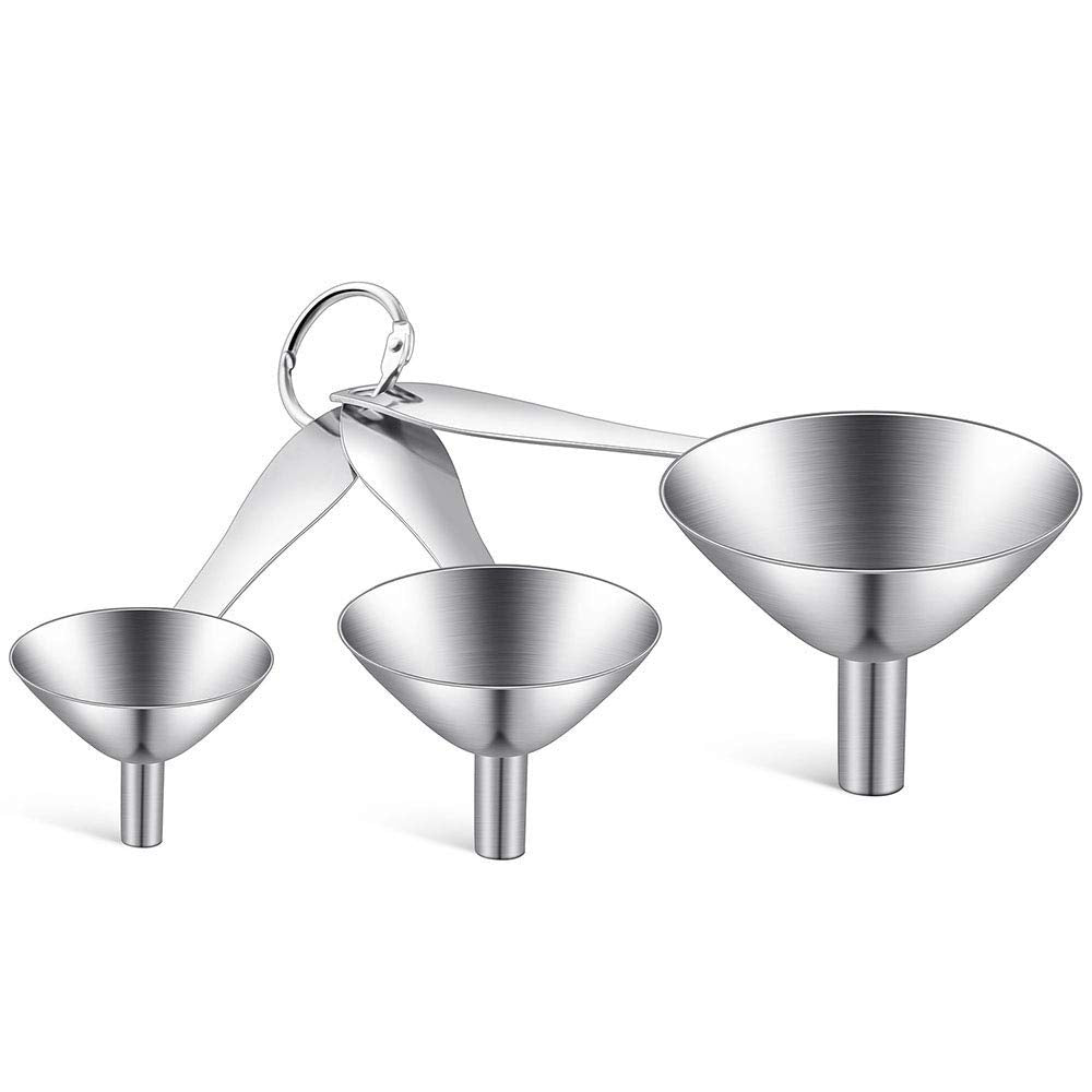 2pcs Canning Funnels for Filling Mason Jars with Strainer, Food Grade Stainless Steel Funnels for Kitchen Use, Metal Wide Mouth Funnel for Mason Jar