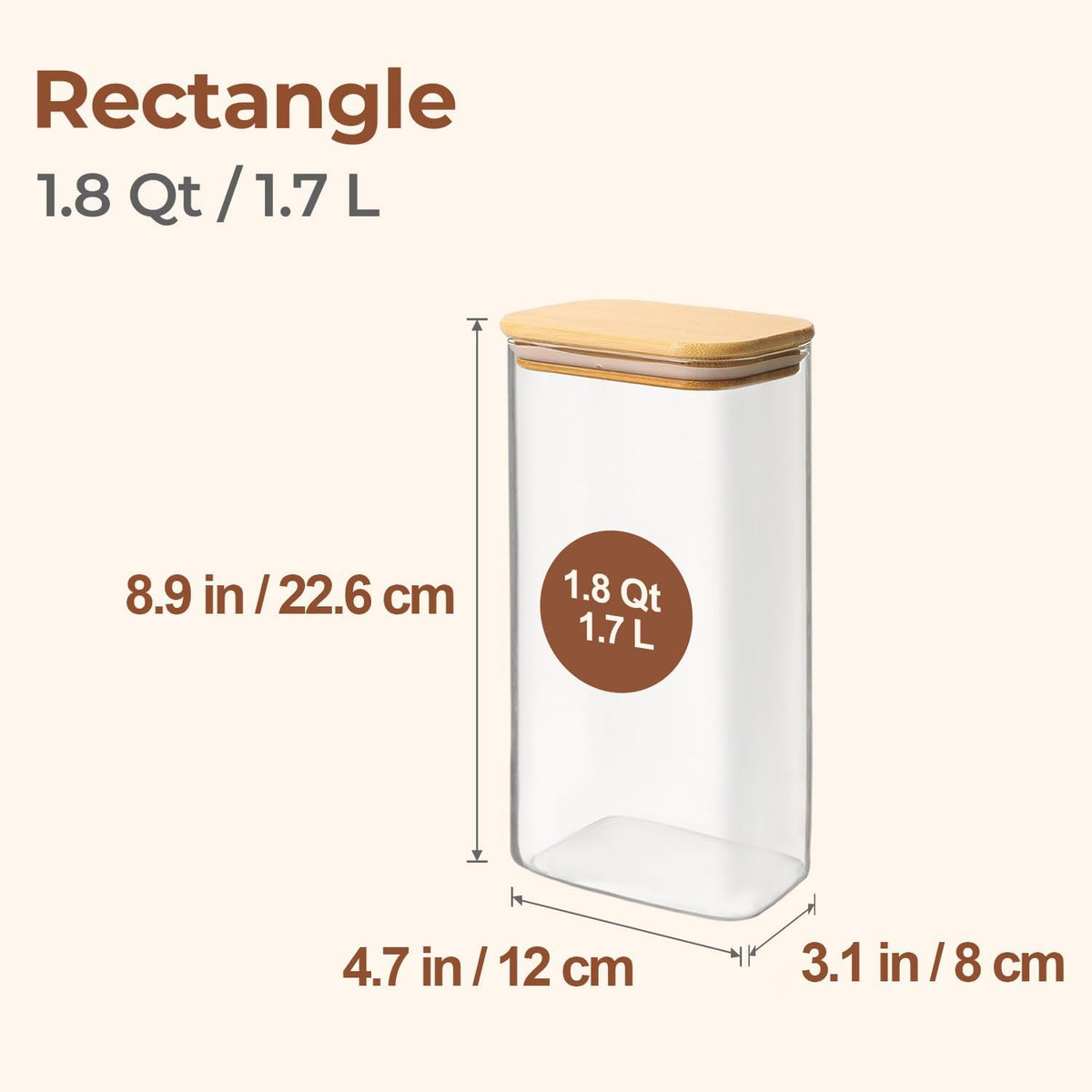 ComSaf Glass Storage Containers With Lids 6-Pack (0.7qt/1.2qt/1.6qt), Glass Pantry Storage Containers, Rectangular Glass Jars With Lid, Glass Canisters For Kitchen Flour Cereal Sugar Tea Coffee Bean
