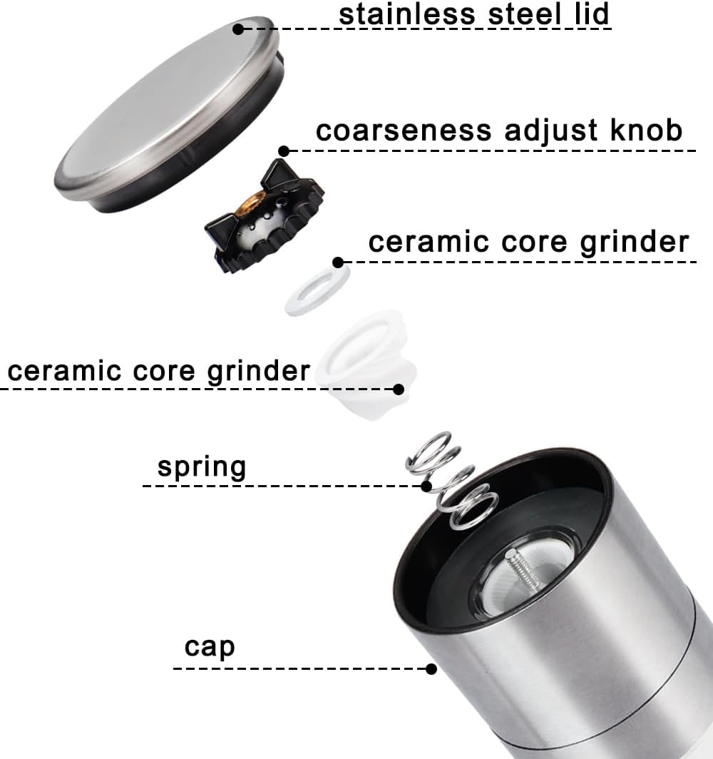 Gulex Salt and Pepper Grinder Set Pepper Mill Salt Shaker Refillable