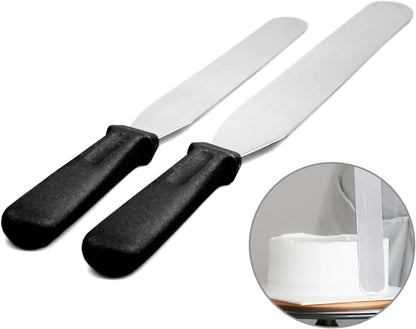 Offset Spatula,Black Stainless Steel Offset Spatula (2 Pack,6in+8in Curved)